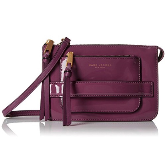 $425 Marc Jacobs Madison Dark Raspberry Color Patent Leather Crossbody Bag - Picture 1 of 15
